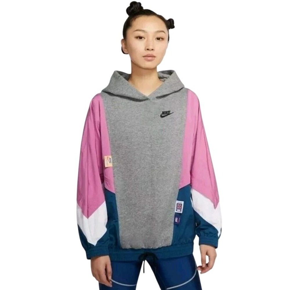 NIKE Women's Sportswear Icon Clash Colorblock Pullover‎ Hoodie Size Small